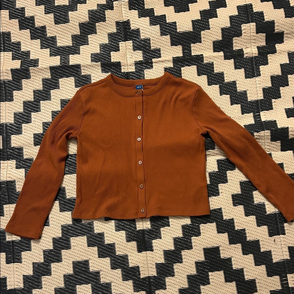 Youth Sz L Rust Ribbed Long Sleeves Top